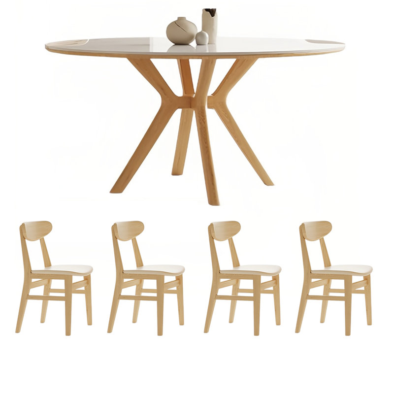 Ensemble de table de salle à manger et chaises rondes, H 29,52 po x l 53,14 po x l 53,14 po