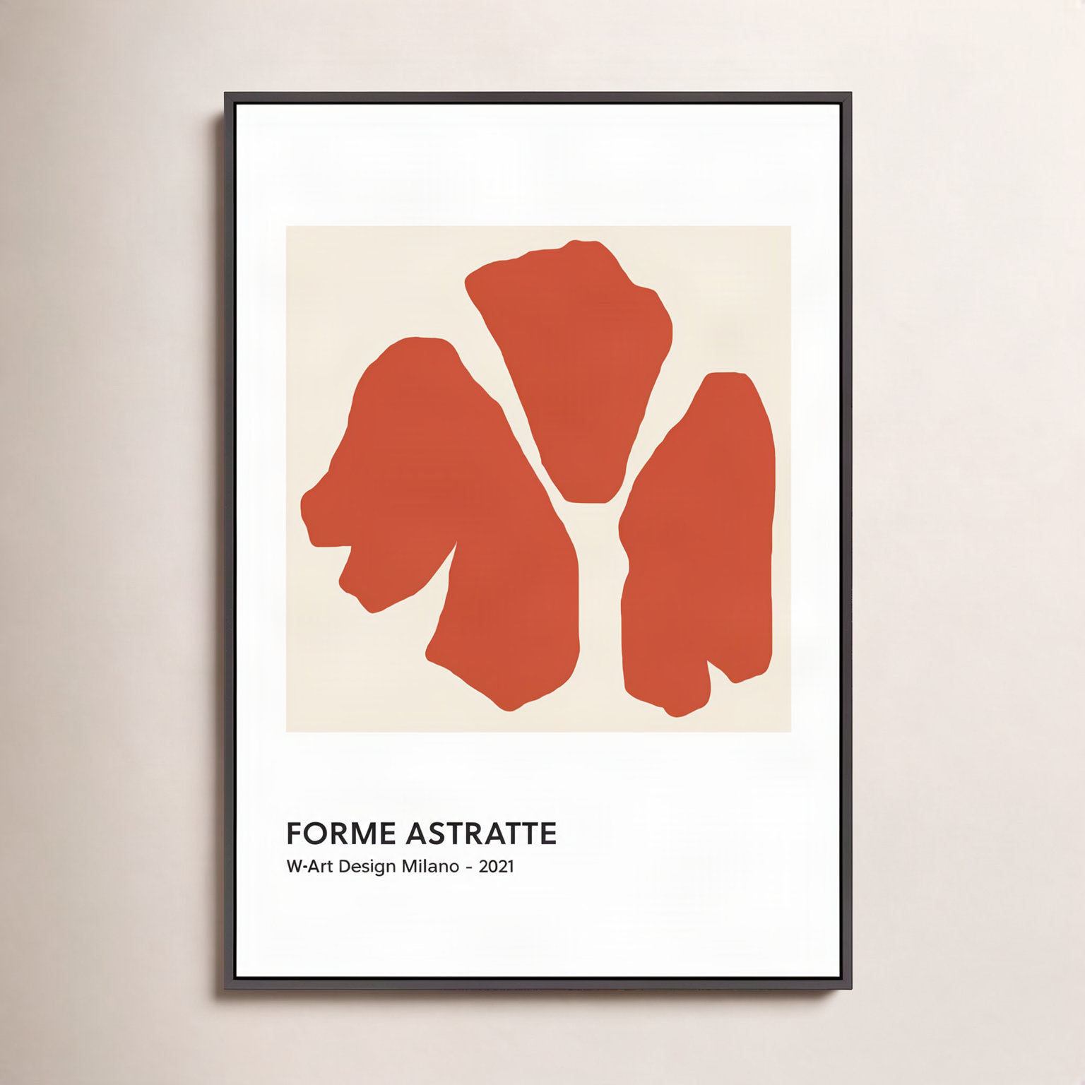 Desma "Forme Astratte Red" Print, 30" H x 21" W x 1.25" D, Black Framed Canvas