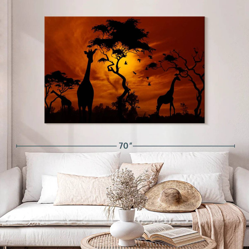 Brampt silhouette de girafes d'Afrique, H 34 po x l 51 po
