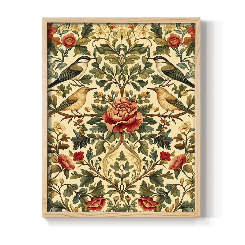 WM MORRIS Series CDLXIX Framed Print - Solid Wood, 15" H x 12" W