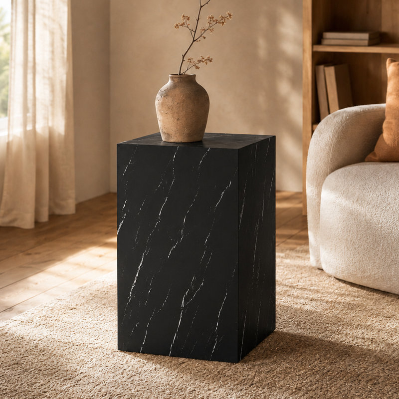 Table d'appoint contemporaine en panneau de fibres à densité moyenne à finition texturée pour table basse, Black