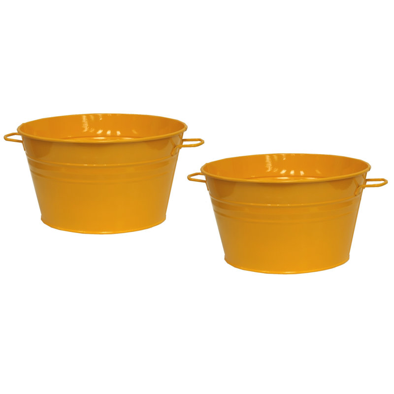Rozario Metal Pot Planter, Saffron, 8" H x 19.5" W x 19.5" D