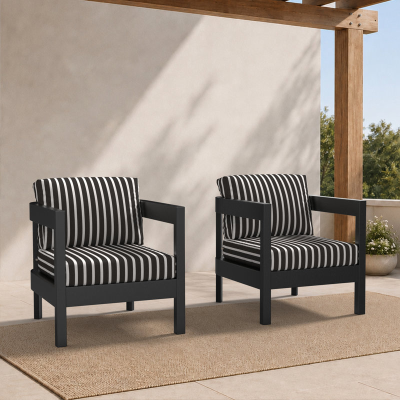 Ensemble 2 pièces de chaise club de patio moderne avec coussins Sunbrella
