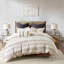 Grand ensemble d'édredon grand en jacquard de coton grand format ivoire, style campagnard avec Bartacks cachés + certification OEKO-TEX-122500516-122500517