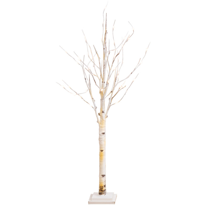 4ft. Pre-Lit Artificial Birch Tree with 50 Warm White LED Lights