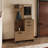 75" Tall Mirrored Tree Hall With Hangers, Three Shelves, Two Cabinets, One Drawer, Entry Way, Console Table, Living Room Light Oak