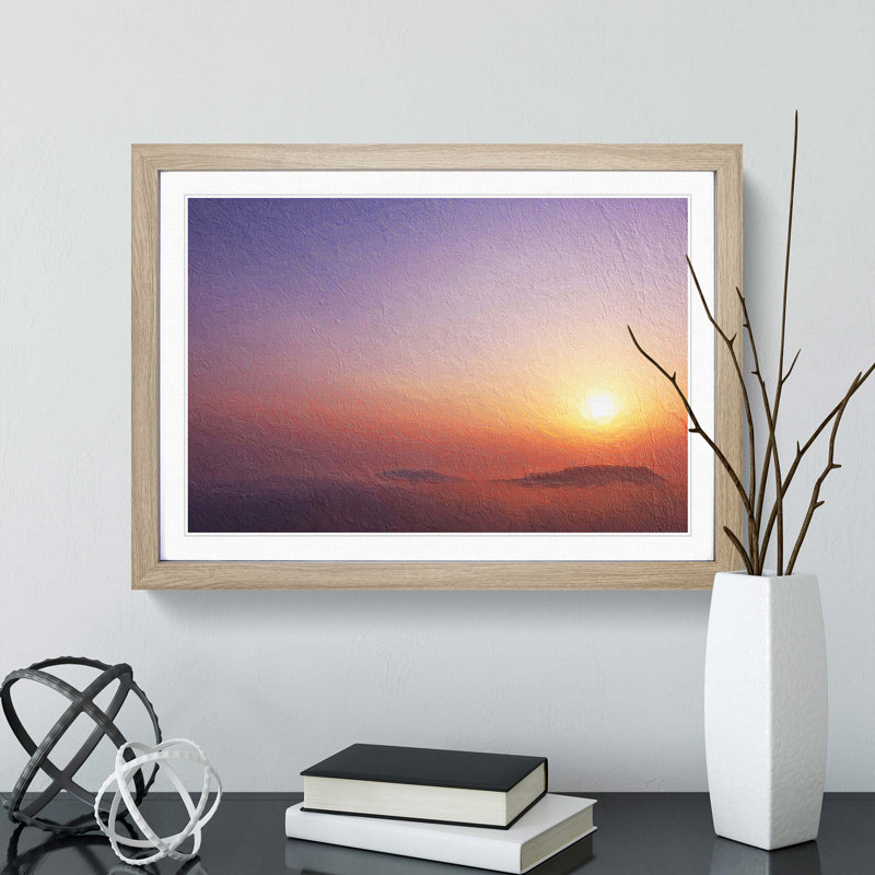 Sunrise Above the Mountains - Picture Frame Painting Print, 27cm H x 36cm W x 2cm D, Oak Framed