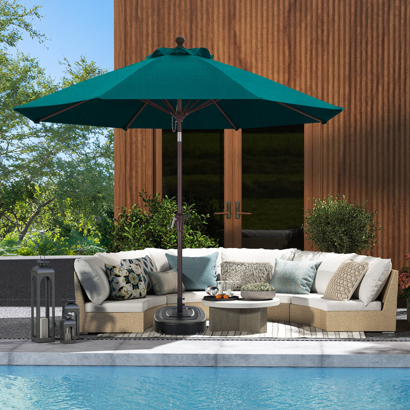 Parasol de patio en oléfine 9 pi 9 pi, Bleu vif
