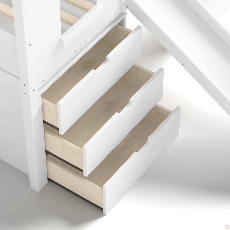 Twin Loft Bed With Storage Cabinets And Removable Desk, White