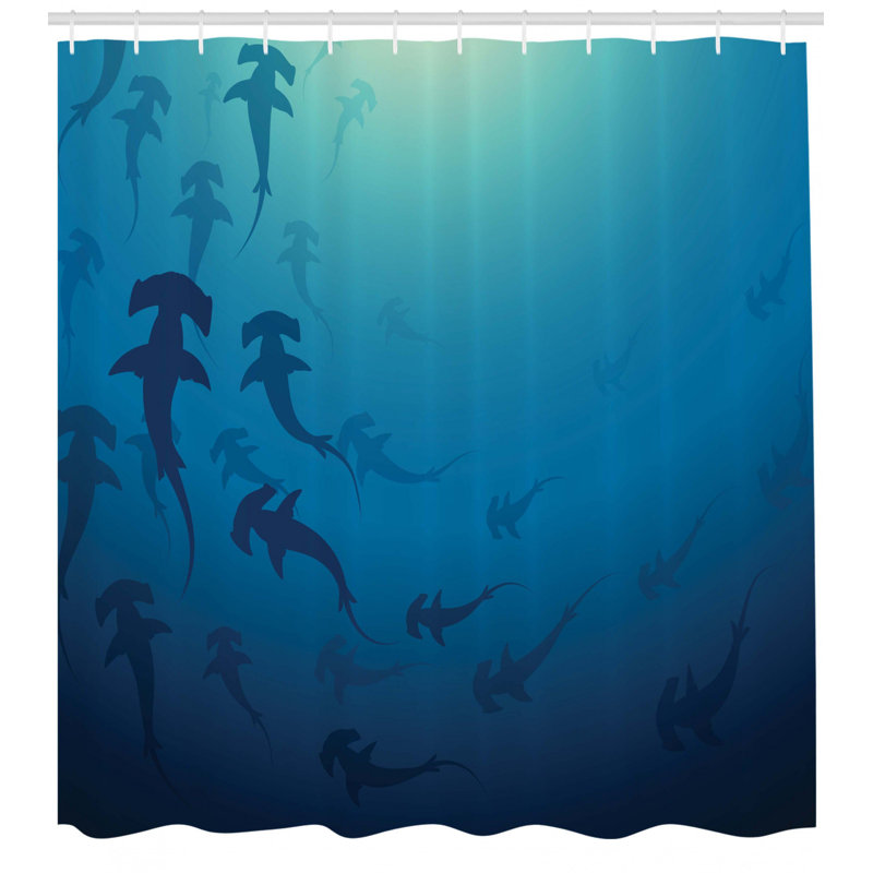 Ensemble de rideau de douche et crochets sea animaux, H 70 po x l 69 po