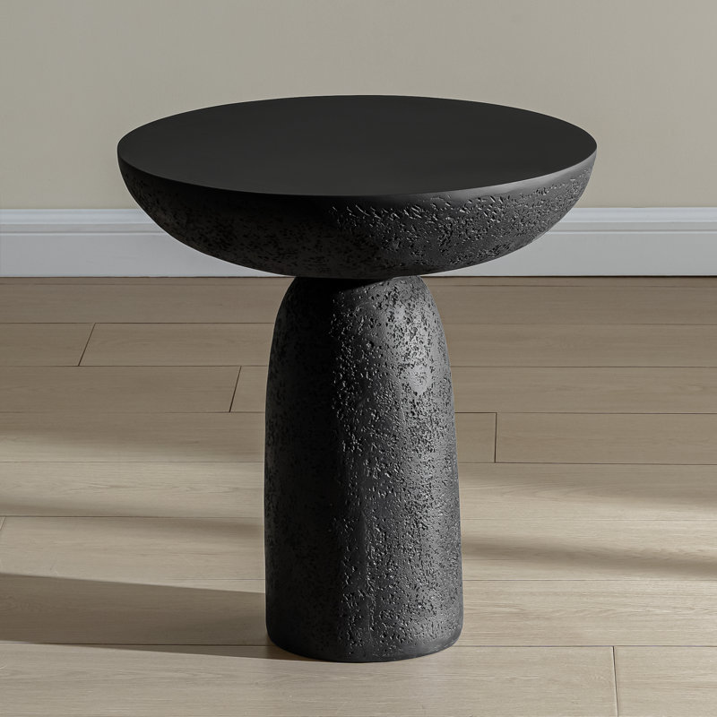 Pedestal Cylinder Side Table, Black