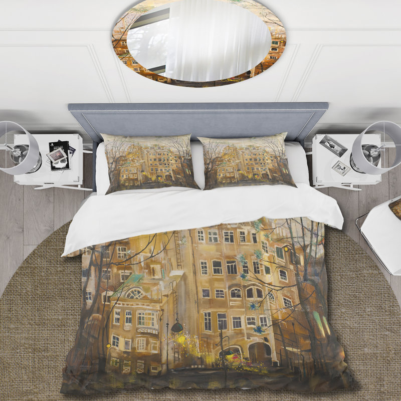 Ensemble de housse de couette Traditional City Yard russe - Microfibre de polyester