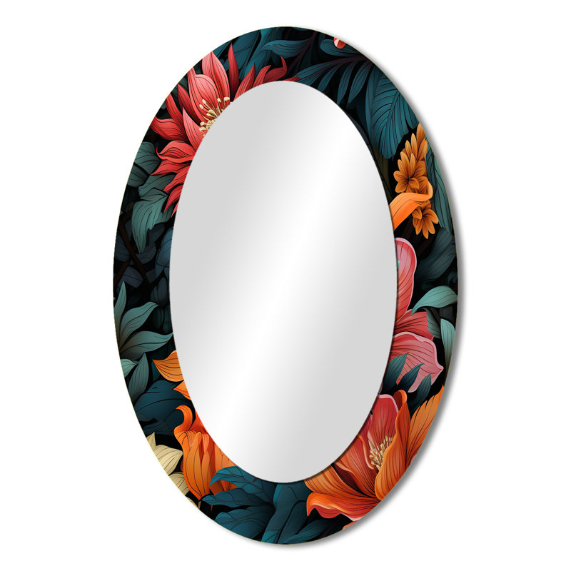 Grand miroir mural ovale en métal togut, H 36 po x l 24 po