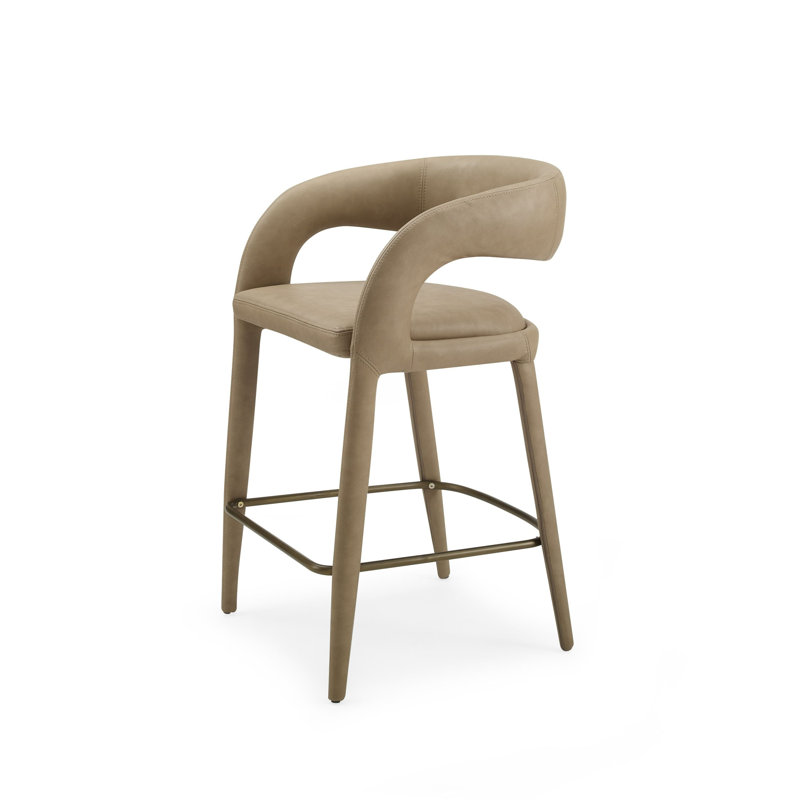 Tabouret de comptoir en cuir Freestyle, Brun clair, 25.6''