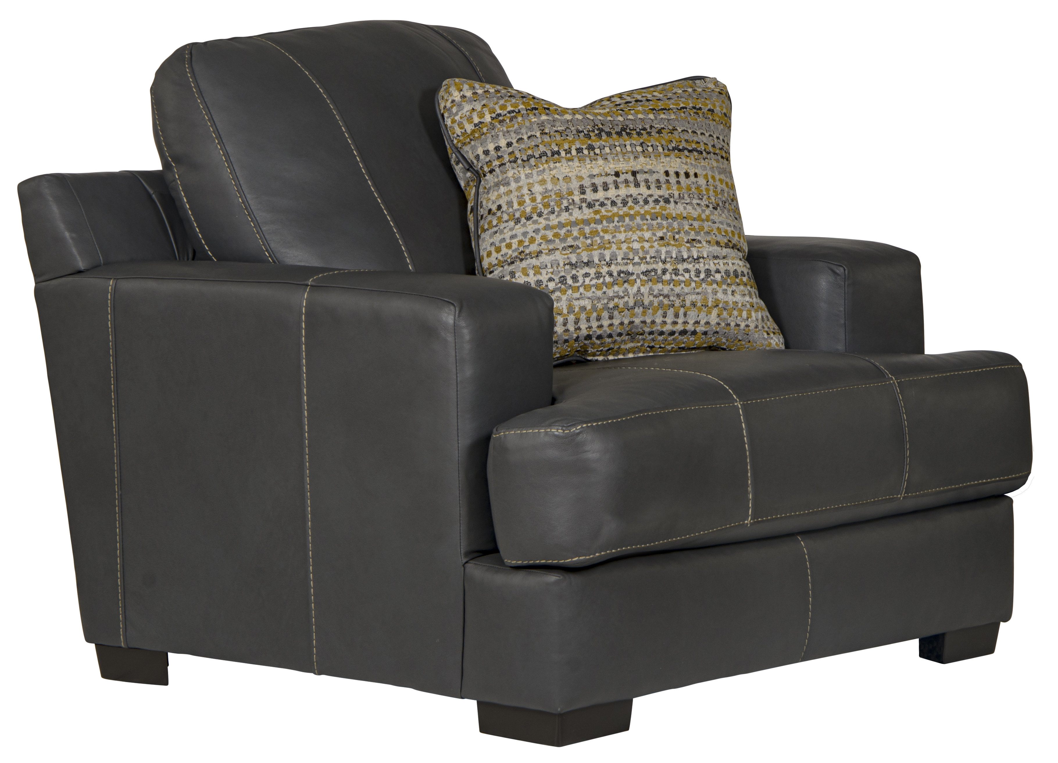 Daryon Leather Club Accent Chair - Luxurious Comfort, Goose Feather Cushion Filling, Square Arm Design Latitude Run