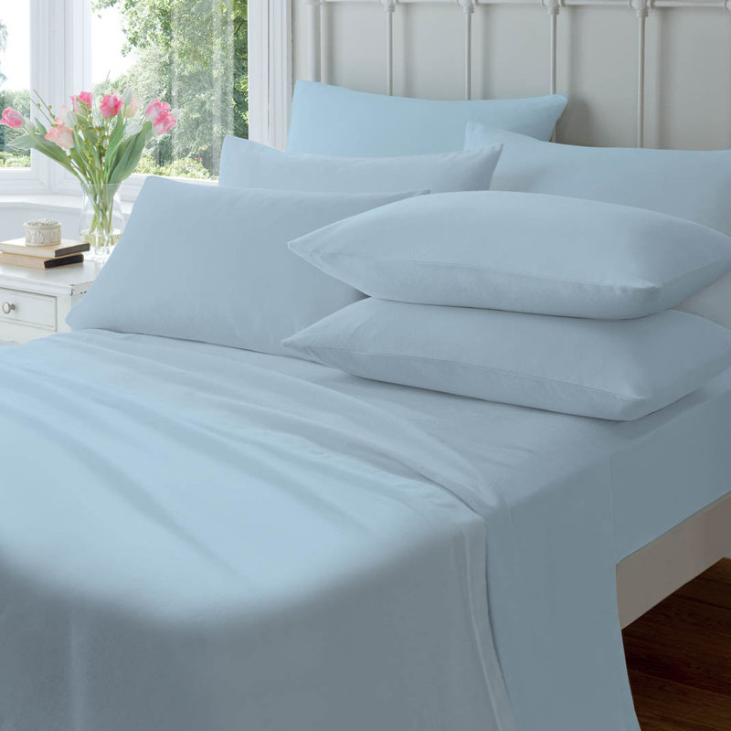 Brushed Cotton Flat Sheet, Single (3'), Blue