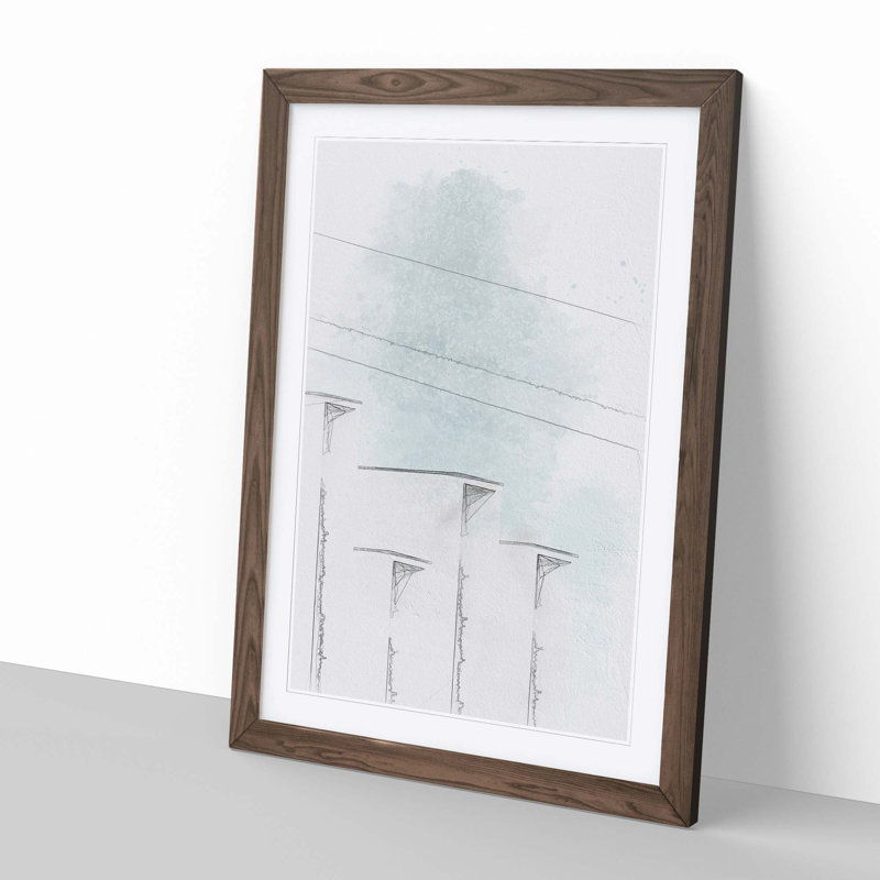 Sketching the Architecture Vol.62 - Picture Frame Drawing Print, Walnut Framed, 87cm H x 62cm W x 2cm D