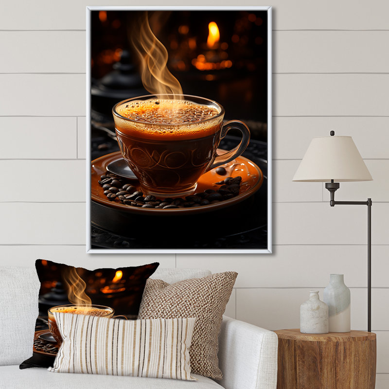«Cuba Aroma Coffee Harmony II», reproduction d'art sur toile encadrée, Cadre flottant blanc, 44" H x 34" W