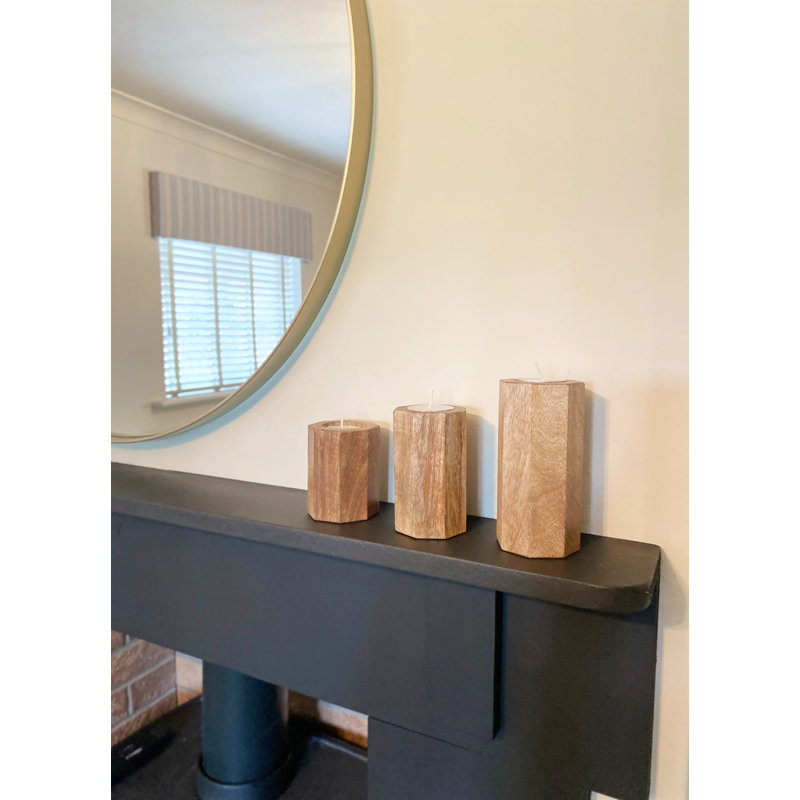 3 Piece Solid Wood Tabletop Tealight Holder Set