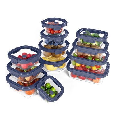 Prep & Savour Airtight Tempered Glass Meal Prep Food Storage Containers with Lids