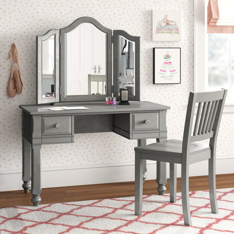 Ensemble coiffeuse avec miroir Harold, Pierre
