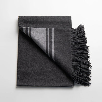 Grey Stripped Cashmere Throw