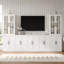 Meuble télé moderne avec 3 tablettes pour téléviseur de 70 po ou moins, meuble télé avec 3 armoires de rangement