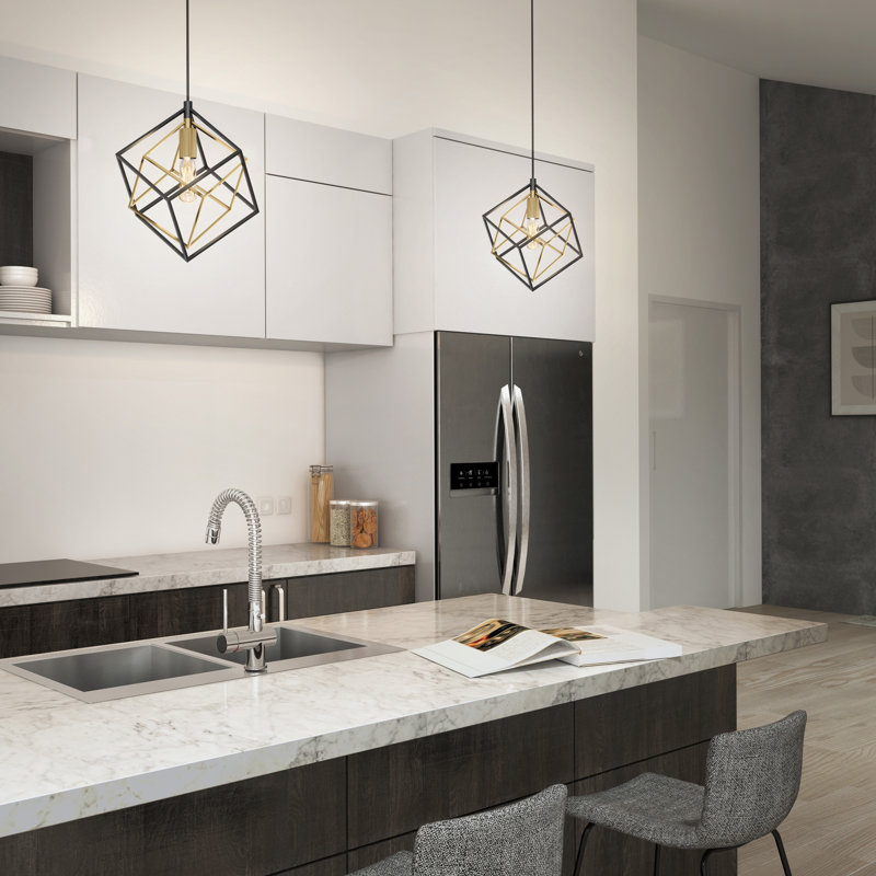 Tongai 1 - Light Square/Rectangle Pendant, Black