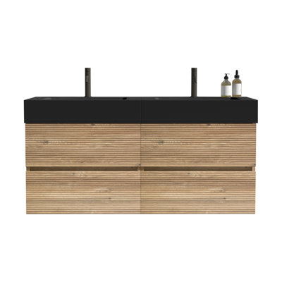 Meuble-lavabo flottant mural 48 po avec lavabo à quartz
