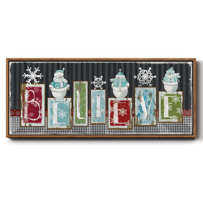 Snowman Believe - toile encadrée, H 20 po x l 50 po