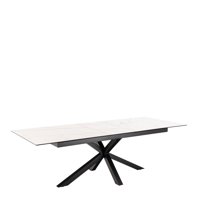 Harrisonburg Extendable Metal Base Dining Table, White, 76cm H x 100cm W x 240cm L