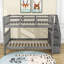 Lit superposé double en bois avec tablettes de rangement-959868611