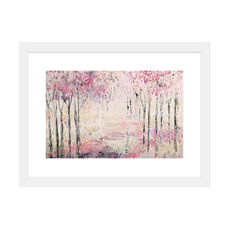 Reproduction d’art, "Pink Park" par Jodi Maas, Papier encadré blanc, Blanc, H 16 po x l 24 po x P 1 po