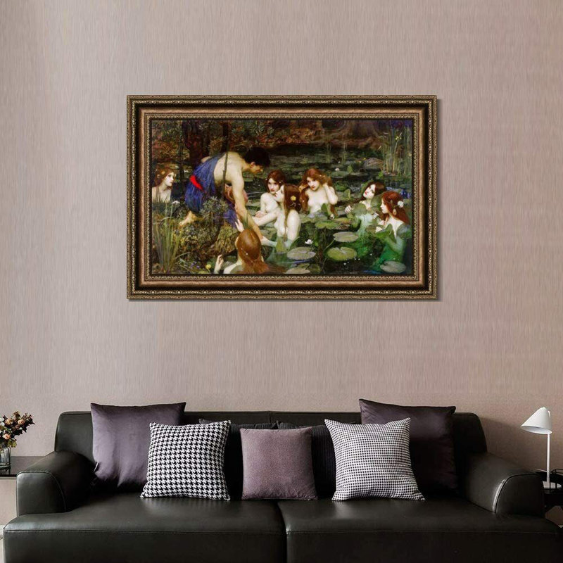 Impression sur toile encadrée, "Hylas and the Nymphs" par John William Waterhouse, art mural, salon, décorations de bureau à domicile