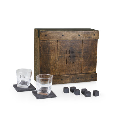 Coffret de mariage / anniversaire «Whisky Box» - ensemble de 2 verres à whisky - ensemble de cadeau de pierres à whisky
