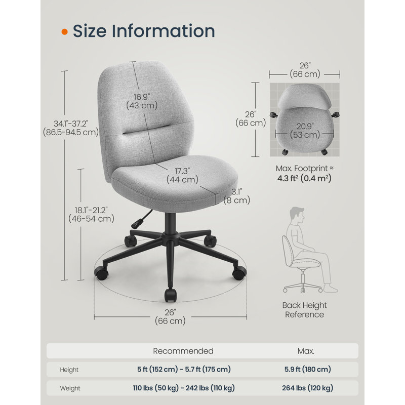 Sabrian Cotton Blend Office Chair, Gray