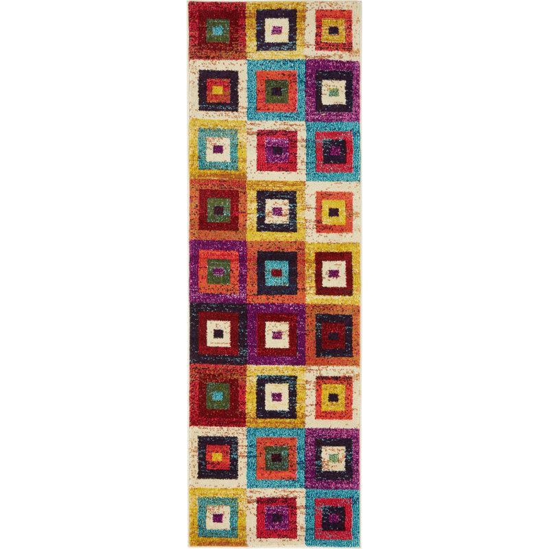Jesusa Washable Geometric Indoor Rug, Runner 2'2" x 6'9"