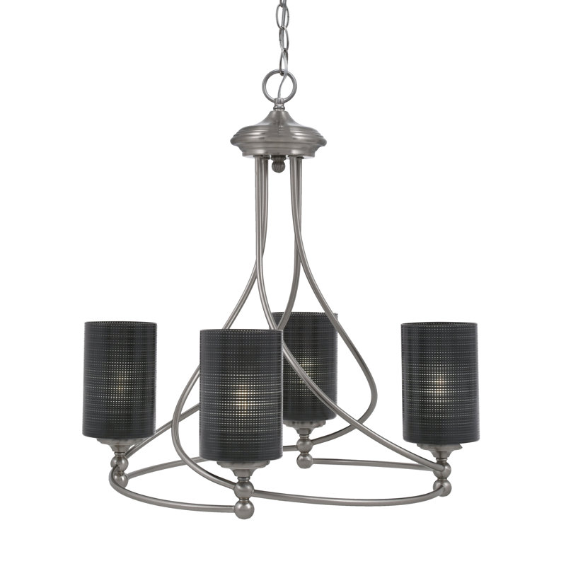 Lustre 4 lumières Capri, Nickel brossé, Martelée transparente