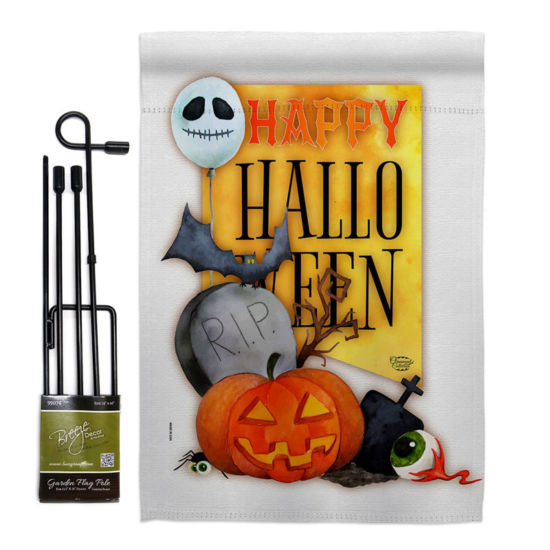 Ensemble de drapeaux en polyester 19 po x 13 po Happy Halloween Spirit