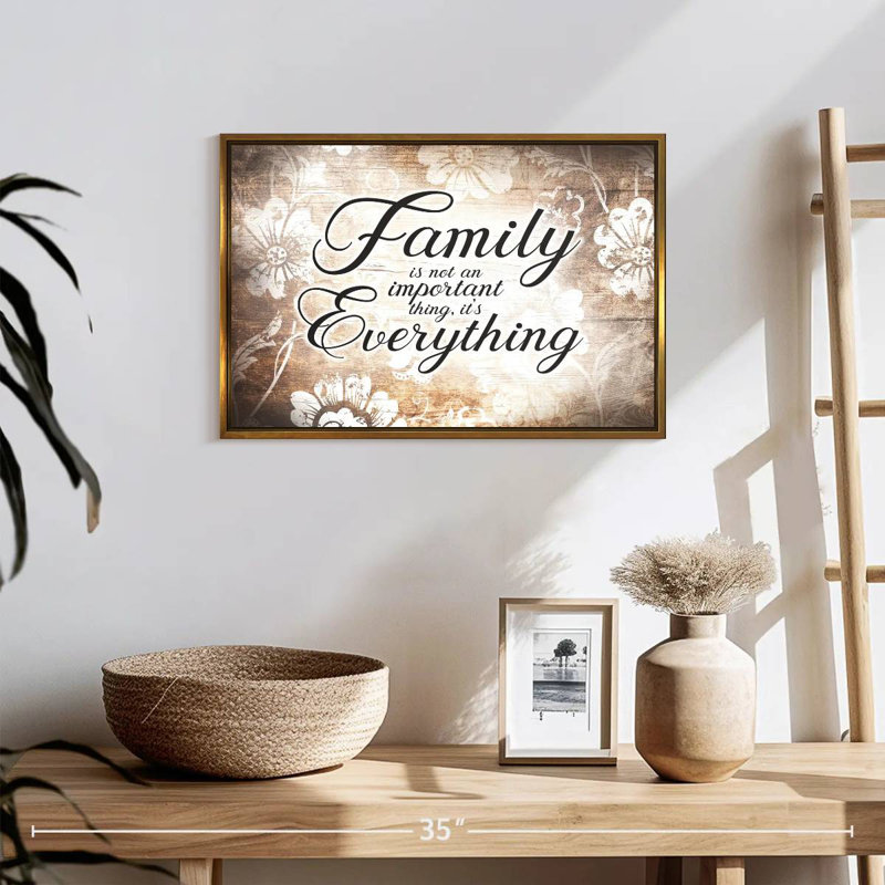 «Family Is Everything Love», citation, 19 po x 13 po, Cadre flottant doré