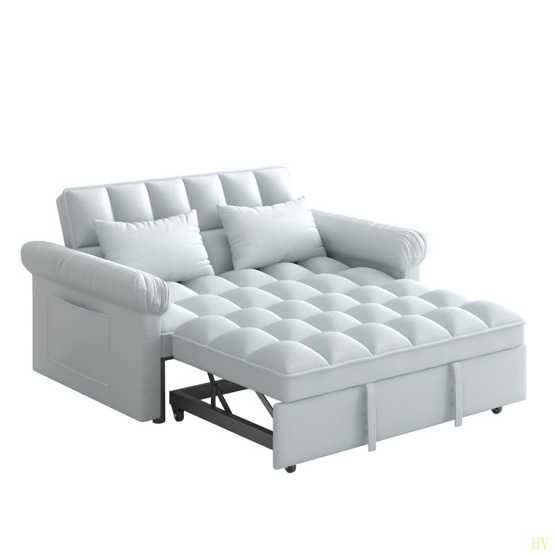Loveseats Sofa Bed With Pull-Out Bed,Adjsutable Back, Gray