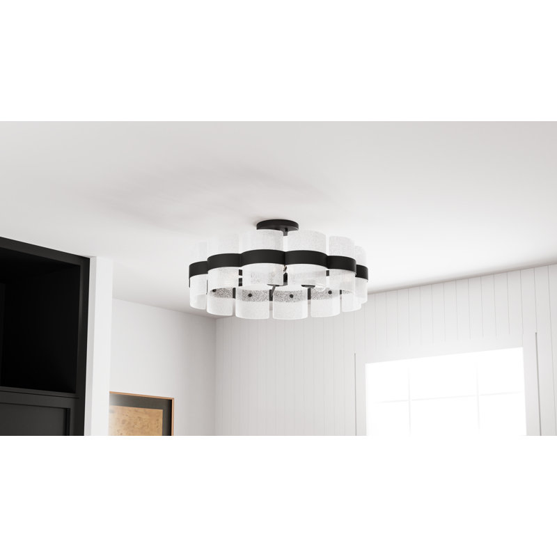 Plafonnier semi-encastré 6 lumières Cloer, Noir mat