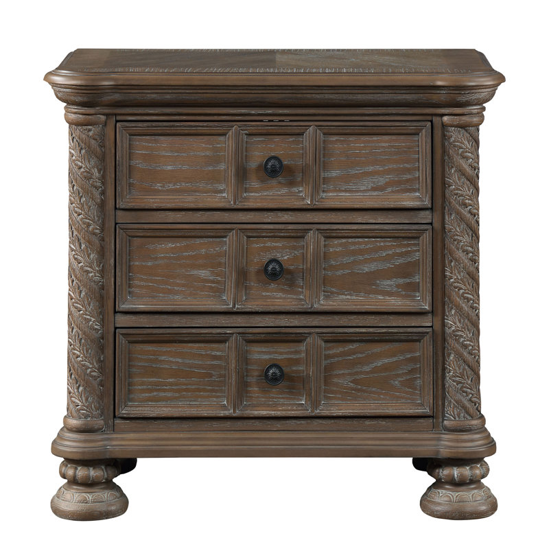 Table de chevet 3 tiroirs gris Eiyanna