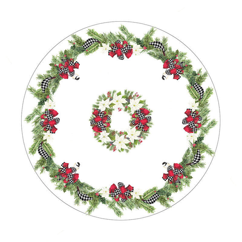  Christmas Trimmings Round Christmas Tablecloth