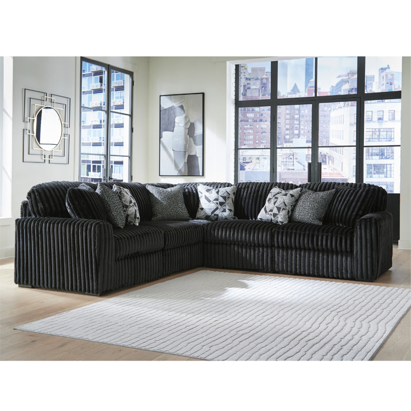 Irie 5-Piece Sectional, Black Polyester