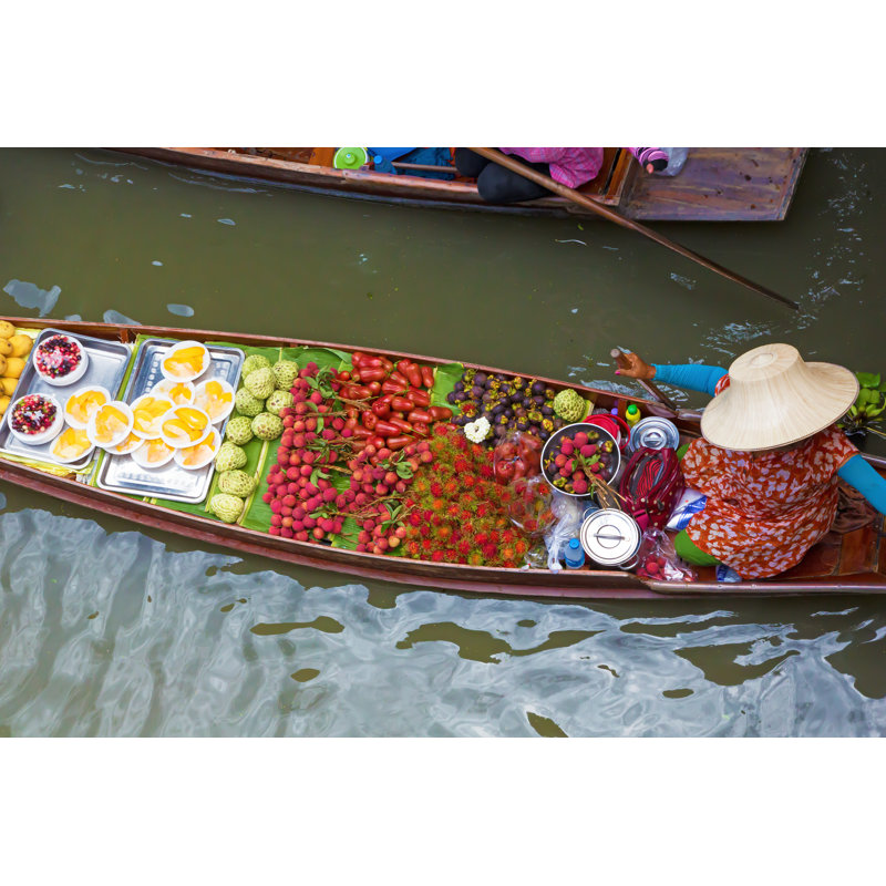 Boat In Floating Market by Manakin - Wrapped Canvas Print, 30cm H x 46cm W