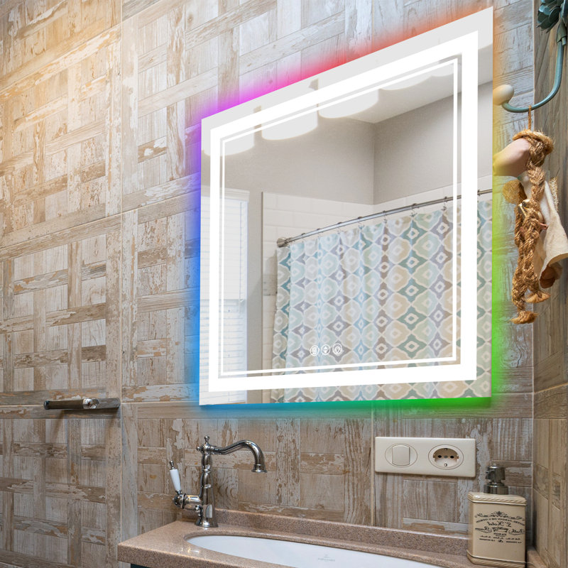 Rectangle Wall Mirror, 36" x 36", Beige