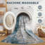 Tapis abstrait à poils courts abstraits de style bohémien abstrait sans perte de poils pour le salon, la chambre à coucher ou le bureau-129167543