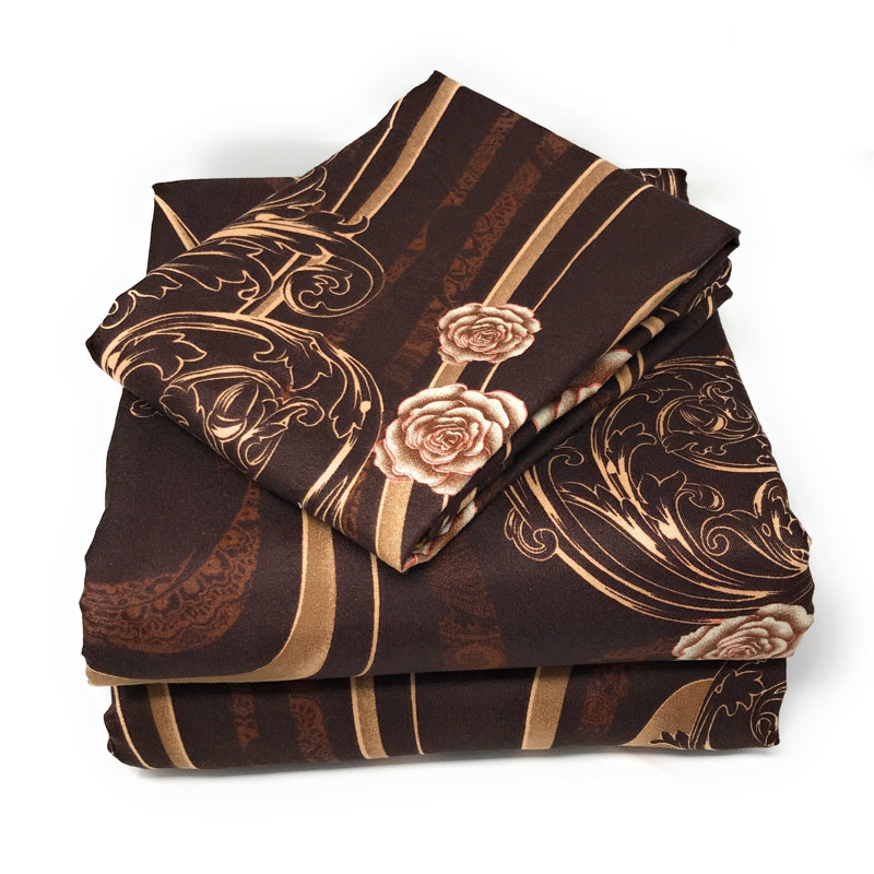 Melted Microfiber Floral Sheet Set, Queen Sheet Set + Fitted Sheet + 2 Pillowcases
