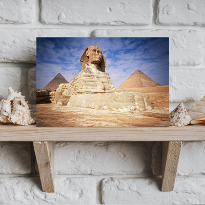 The Great Sphinx Chefren & Cheops Pyramids Giza Egypt Classic Retro Vintage Lion Architecture Landscape Wall Art